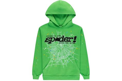 Sp5der Punk V2 Rhinestone Hoodie — Bright Green